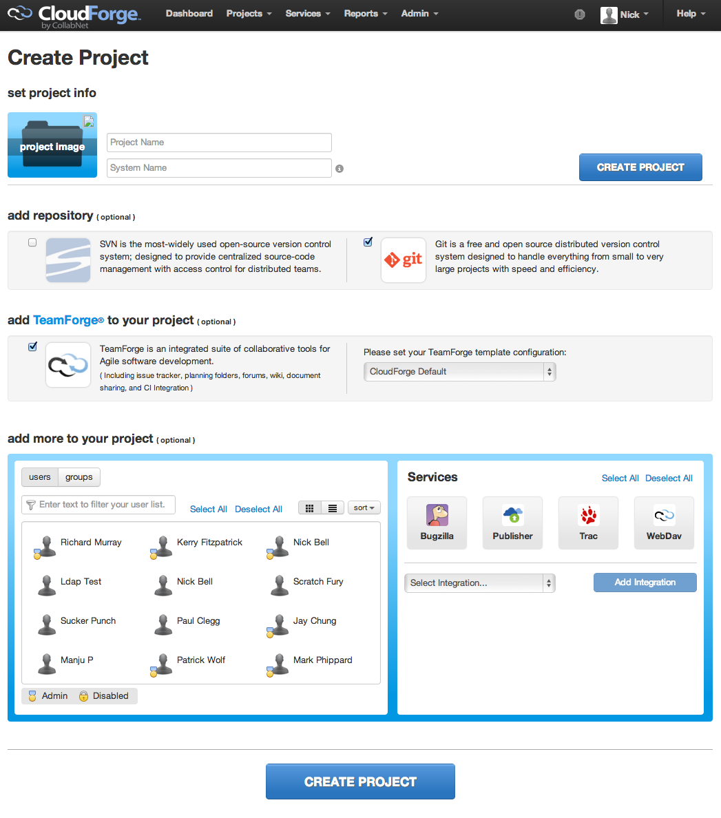 Create CloudForge Project CloudForge Project